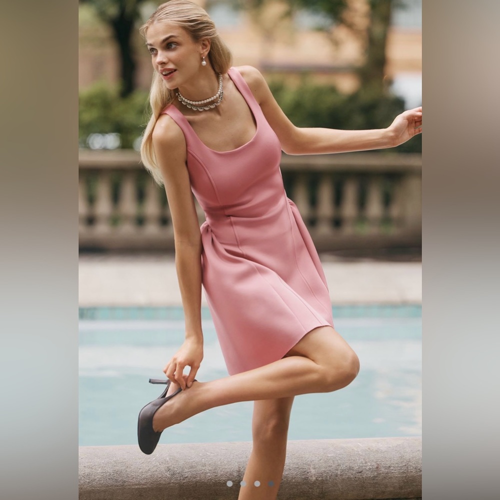 NWT Maeve Sleeveless Seamed Fit & Flare Mini Dress in Pink Drink Size M